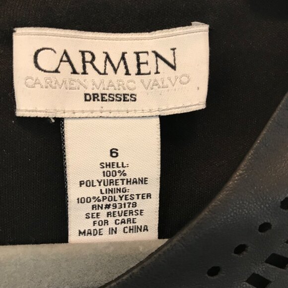 Carmen Marc Valvo Women's Faux Leather Black Cutout Shift Dress Size 6 Gothic - Picture 10 of 15